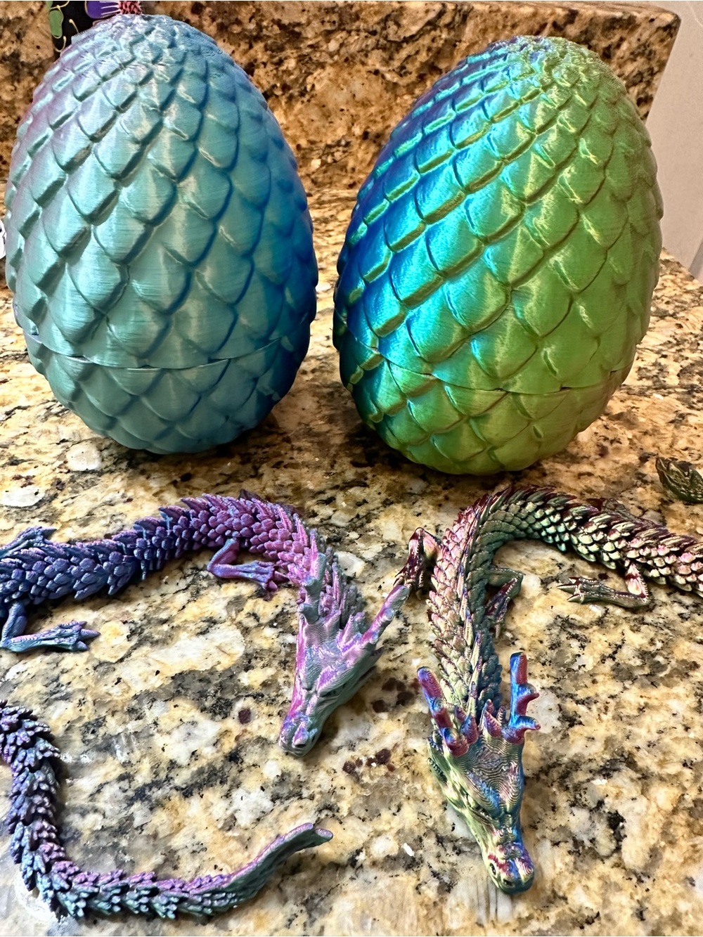 Iridescent Blue & Green Dragon Egg Decor Set - Home Accents
